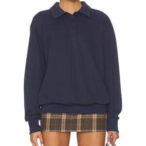 ALL THE WAYS Rana Polo Top in Navy, Size L